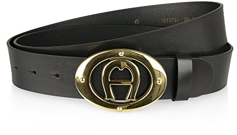 Ledergürtel von Aigner LOGO (90, Schwarz/Gold)