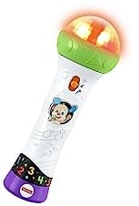 Fisher-Price Lernspaß Mikrofon - musikalisches Lernspielzeug mit Aufnahme- und Abspielfunktion, Liedern, Lichtern und Karaoke-Funktion, REGT zur Bewegung an, ab 18 Monaten, Version: Polnisch, FBP38
