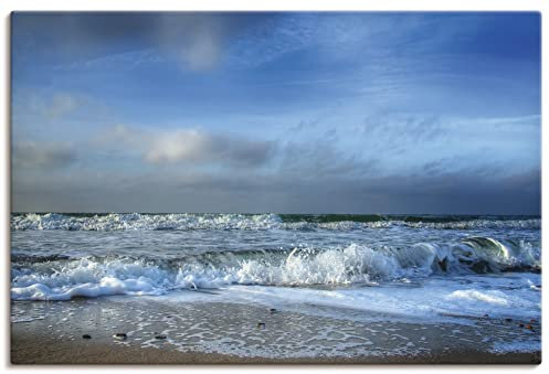 ARTLAND Wanddeko Leinwand Bilder Wandbild Ostsee Meer Strand Sand Wellen Sommer Urlaub J8TO