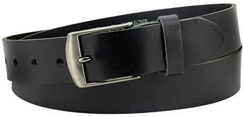 Ledergürtel aus Büffelleder, Made in Germany, schwarz, ca. 35mm breit und ca. 3-4mm stark, kürzbar, Gürtel, Vollledergürtel, Jeansgürtel, Herrengürtel, Damengürtel, Vascavi (100 cm Gesamtlänge 110 cm)
