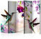 murando - Paravent intérieur à Deux côtés 225x172 cm - Séparateur de pièce en Bois Naturel avec Toile imprimée bilatérale, Portable et Pliable - Fleurs colorées été Nature Oiseaux b-C-0188-z-c