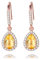 Uloveido 925 Sterling Silber Hook Teardrop Ohrringe Pear Cut 1 Karat natürliche Citrin Edelstein baumeln Ohrringe für Frauen Rose Gold plattiert Birthstone Schmuck FR001