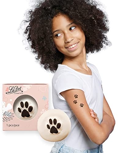 LaDot Tattoo für Kinder und Erwachsene, temporäre hautfreundliche fake Tattoos, Tattoo-Stempel ohne Nadeln für Körper und Arm, wasserfest, Keramikstempel Katzenpfote