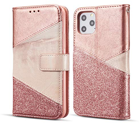 ZCDAYE Hülle für iPhone 11 6.1 Zoll(2019),Glitter Schutzhülle [Magnetverschluss] PU Leder [Keramisches Muster][Kartensteckplätze] Flip Geldbörse Folio Tasche weichem TPU Handyhülle - Roségold