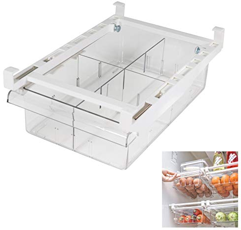 Diskary Kühlschrank Organizer, Schubladen Organizer Küche Aufbewahrung, Durchsichtig Drawer Organizer, Organizer für Speisekammer,Gefrierschrank,Schrank,Küchen- BPA-frei (1 Schublade,medium)