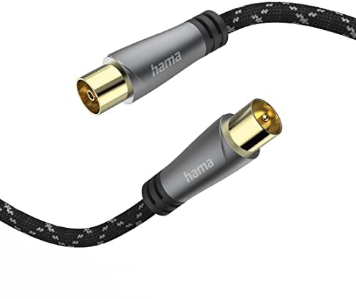 Hama | Cable de antena 120dB 1.5 metros (Cable de antena conexión coaxial macho a hembra, cable HD TV, 8K, metal, chapado en oro, 120 dB, 1,5 m, 75Ohm)