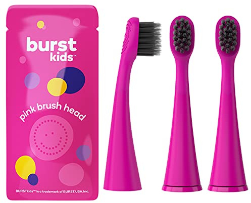 BURST Burstkids Ersatz-Zahnbürstenköpfe, klein, weich, mit Kohleborsten, kompatibel mit Sonic-Zahnbürste, gesünderes Lächeln, 3 Stück, Pink