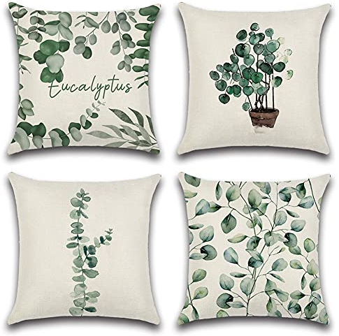 JOTOM wasserdichte Kissenbezüge Dekorativ Wasserfest Kissenhülle Sofa Deko Kissen Kissenbezug für Sofa Zimmer Balkon Terrasse Patio Garten Outdoor Außen (Eukalyptus A)