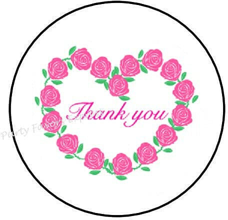 2 cm ø 32 Stück Aufkleber Sticker Briefumschlag-Siegel Post Rund Thank You Pink Rose Danke Pink Rose R2550
