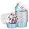 OUKEYI Lot de 50 moules à cupcakes avec couvercles, 125 ml, moules à muffins jetables en aluminium (cafran)