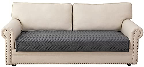 Eismodra Sofa Überzug,Sofabezug 3 Sitzer,Anti-Rutsch-Couch Überzug für L Form Sofaschoner Chaiselongue Ecksofa 2 Sitzer Schonbezüge Wohnzimmer Sessel Hunde Haustiere,Dunkelgrau,110x160cm(nur 1 Stück)