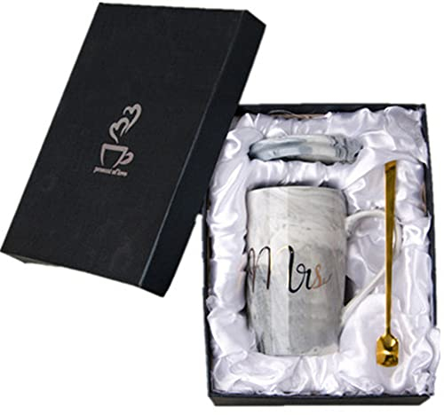 Chiguo Juego de Tazas para Parejas Mr y Mrs Grandes Tazas de Café Hermosamente Regalo de Boda Novia y Novio Pareja Navidad Aniversarios Cumpleaños (F 420ML Mr)
