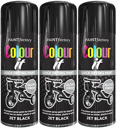 Q&H Automotive Black Gloss Spray Paint 400ml - Multipurpose Paints for Metal, Masonry, Wood, Wicker, Paper, Plastic - Hard Wearing Color & Crack Resistant - Long Lasting Shine Smooth Finish Garage (3)