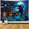 shoowyees Halloween Schwarzlicht Wandteppich – Nacht Tapisserie Wandbehang Spukhölzer mit Grab und Kürbisen, UV-reaktive Wanddecke für Schlafzimmer, Wohnheim-Dekor (Halloween-Kürbis, 150x200 cm)