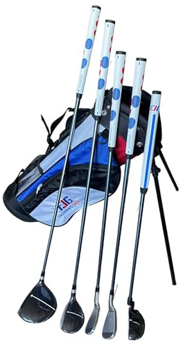 Fingerprints Set di mazze da golf per bambini, driver, ibrido, 7i, PW, putter con borsa di supporto, diverse misure, destra e sinistra, set di mazze da golf per bambini da 114,3 a 132,1 cm di altezza