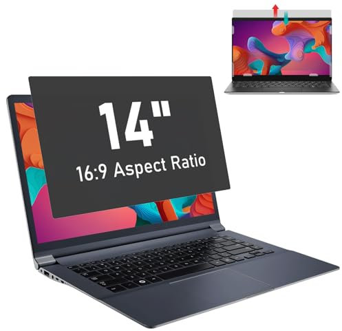 SOPPY - Filtro privacy per schermo 16:9 da 14 pollici, per schermo widescreen 16:9, antiriflesso, per notebook, monitor laptop, filtro privacy, filtro UV e luce blu (14, 16:9)