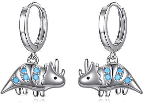 Dinosaurier Ohrringe Sterling Silber Cute Dino Huggie Ohrringe Türkis Tropfen Ohrringe Dinosaurier Schmuck für Frauen