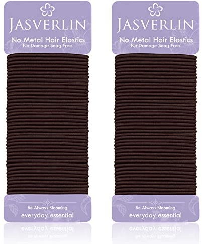 JASVERLIN Dunkelbraune dünne kleine elastische Haarbänder, 2mm Haarbänder Zubehör für Mädchen Frauen Kinder, rutschfest keine Pull starke Pferdeschwanz Halter für feine bis mittel dicke 80 Stück