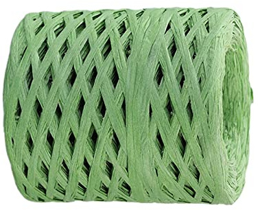 Colcolo 200 m/Rolle Bast-Papierband, Ornament, langlebig, recycelbar, zum Weben, Geschenkverpacken, Häkeln, Floristen, Basteln, Boxen, Verpacken, GRÜN
