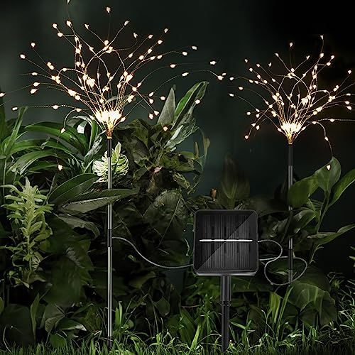 iFalarila 8 Modi Solar Gartenleuchten für außen mit 1200mAh Solarpanel - 240 LED Solarlichter Gartenstecker - Wasserdicht - Außenbeleuchtung für Garten, Terrasse und Fest Deko - 2er Pack Warmweiß