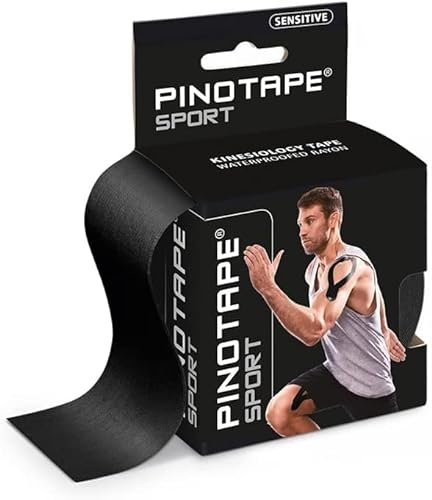 Pinotape Sport - Sensitive Tape - Light Black- 5 cm x 5 m - wasserfestes Kinesiotape - für sensible Haut - latexfrei - starke Haftung | 2 Tapes je 5 Meter = 10 Meter