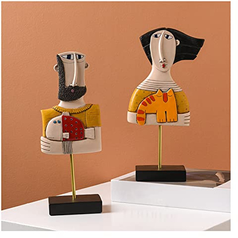 Tauzveok Skulpturen Deko Modern, Abstrakte Kunst Gesicht Deko Figuren, Tischdeko Wohnzimmer, Dekoration Wohnung, Dekofiguren Harz Statue, Geschenk,Portrait Set b