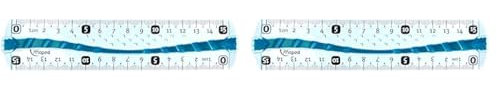 Maped Lineal, flach, bruchsicher, mit Kanten, schmutzabweisend, weich, rutschfest, 15 cm, Blau (Packung mit 2)