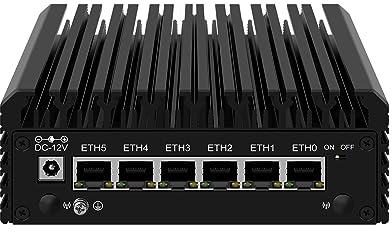 HUNSN Micro Firewall Appliance, Mini PC, PFSense, OPNsense, VPN, Router PC, Alder Lake-N 12th Gen N100, RJ45, 6 x 2.5GbE I226-V, 2 x HDMI2.1, TF, Type-C, 16G DDR5 RAM, 128G SSD