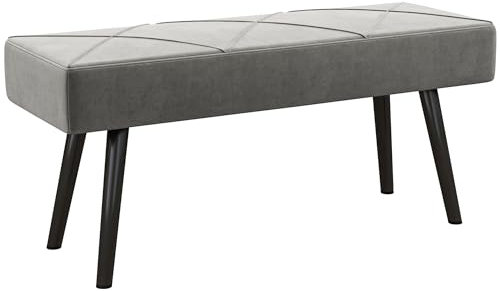 HOMCOM End of Bed Bench with X-Shape Design and Steel Legs, Upholstered Hallway Bench for Bedroom, Grey