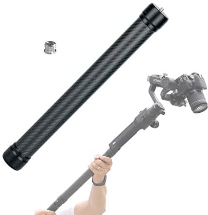 AngelReally 36 cm Verlängerungsstange aus Kohlefaser mit 6,35 mm Schraube, kompatibel mit DJI Ronin S, Ronin SC, OSMO Mobile 3, OM 4, ZHIYUN Crane 2 V2 Stabilisator DSLR-Kamera