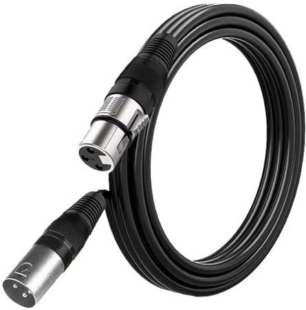 REY Cable Extensión XLR Macho a Hembra Compatible con Micrófono, Mezclador, Conectores Niquelados, 10M