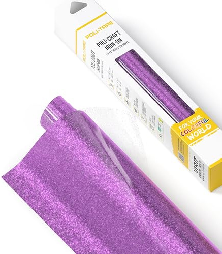 POLI-FLEX® PEARL GLITTER® - Glitzerfolie für Textilien – Flexfolie mit Glitter-Effekt zum Aufbügeln, Plotterfolie für DIY Shirts, Lavendel, 30,5 cm x 61 cm