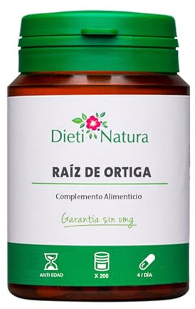 Dieti Natura Raíz de Ortiga - Complemento para Promover la Eliminación Urinaria - Extracto de Hoja de Ortiga que Favorece la Función Renal - Garantía sin OGM ni Gluten (Pack de 1)
