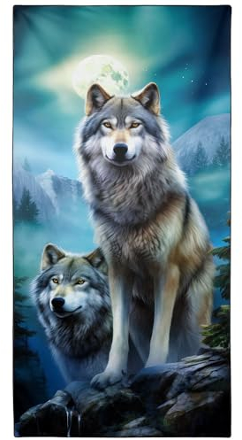 YISUMEI Mikrofaser Strandtuch XXL, Strandhandtuch Leicht Badehandtuch Schnelltrocknend, Mond & Wolf, 180 x 90 cm