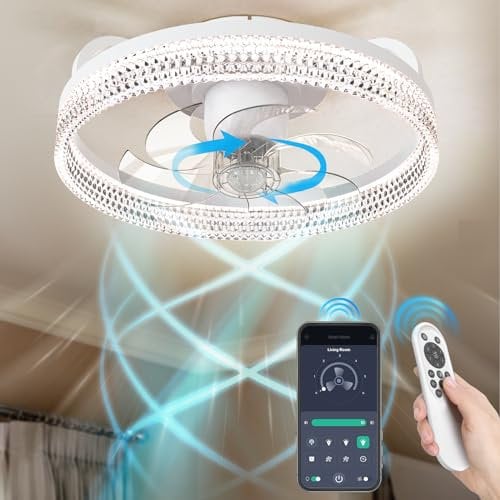 FIMEI 19.7'' Ceiling Fans with Light and Remote, 6 Speeds Blade Reversal, Dimmable, Remote and App, Fan Lights Ceiling for Bedroom, Timer, DC Motor, Quiet LED Modern Ceiling Fan Light