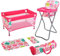 BiBi Doll Baby Doll Travel Cot & Highchair With Feeding Tray - Foldable Dolls' Playsets Baby Doll Bed Baby Doll Accessories Set
