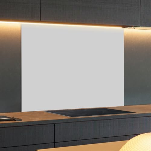 Spritzschutz Küchenrückwand Glas 100 x 50 cm Hellgrau, Küchenwand Wandschutz, Herd Spritzschutz, Rückwand Küche Glas, Pfannenspritzschutz - RUECKWAND24