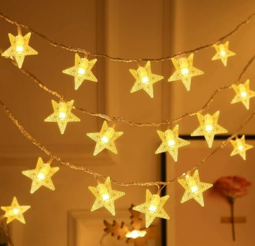 Genérico Ghirlanda di luci a LED con stelle luminose, 3M con luci a LED calde decorazione per interni ed esterni