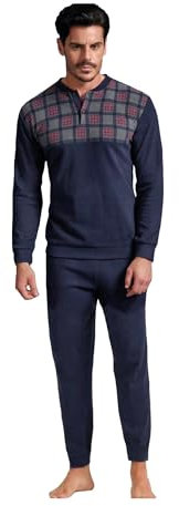 Enrico Coveri Pigiama Uomo Invernale, Pigiama Uomo in Caldo Jacquard, Pigiama Uomo Felpato, Caldo e Confortevole, Pigiama Uomo Invernale (XL, 2141 Blu)