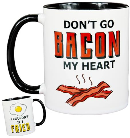 MUGEMS Don't Go Bacon My Heart Funny Mugs for Men and Women Sarcastic Slogan Gifts Adult Humour Gift Cup Joke Mug Secret Santa Gift Christmas Birthday Dad