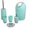 Modern 6 Piece Bathroom Accessories Set for Easy Cleaning and Stylish Home Decor Soap Dispenser Toothbrush Holder Tooth Mug Soap Dish Toilet Brush and Rubbish Bin in Mint Green