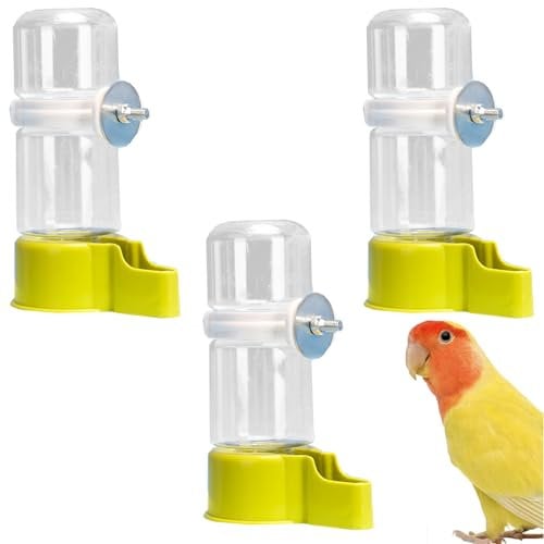 Landrain 3 Stück 2 in 1 Wellensittich Futterspender+Vogeltränke Käfig, Automatischer Wassertränke für Vögel (Weiß 140ml)