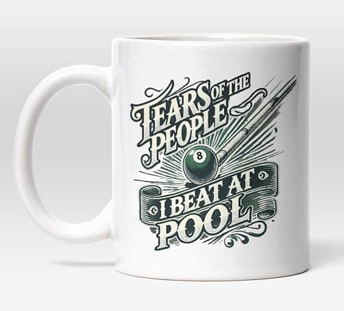 Tears of The People I Beat at Pool Mug - Funny Snooker/Pool Player Gift - Billiards Tea Coffee Cup - Perfect for Pool Hall Champions (330ml, White Ceramic)