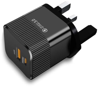 USB C Plug - 25W Dual Port USB Fast Charger Plug - PD Power Adapter + QC Wall Type C and USB Plug Fast Charging for iPhone for Samsung(Black)