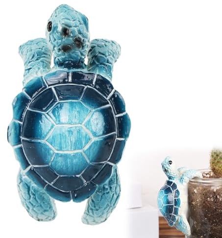 Tinoaly Tortoise Figure Plant Pot Hanger, Resin Tortoise Figure Plant Pot Hanger Cute Climbing Hanging Turtle Statue Flowerpot Decorations for Planter Flower Yard Garden Ornaments Figurine (Blue)