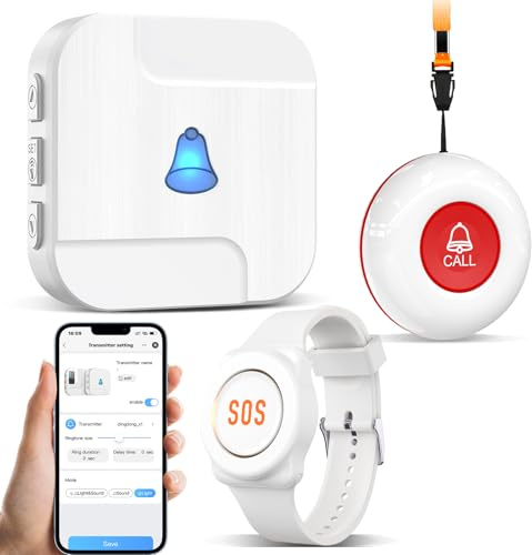 Pulsante antipanico collegato al telefono, allarme da polso per anziani, pulsante antipanico WiFi, allarmi personali per anziani, 200 m (stile 1)