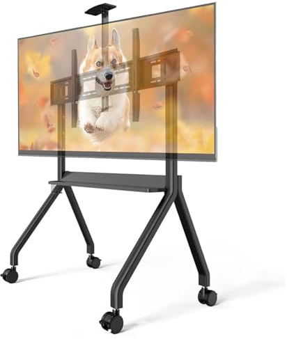 Kindevieft Carrello Porta TV con Ruote per Impieghi Gravosi, Supporto Smart Board per Lavagna Interattiva da 60 a 120, Supporto Mobile per TV Regolabile in Altezza con Ruote Bloccabili