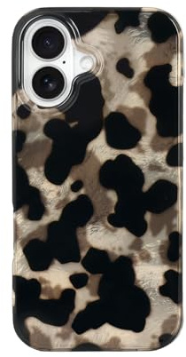 Reownest Kompatibel mit iPhone 16 Hülle, Niedliches Schwarz Gold Gepard Leopard Muster Design, Weiche TPU Stoßfeste Schutzhülle Bumper Ästhetische Handyhülle – Schwarz