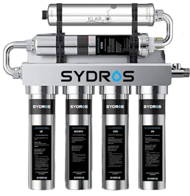 Sydros Optimus 6-Stufen-Wasserfilter filtert zu 99% Nanoplastik & PFAS, reduziert Kalk Chlor & 500+ Schadstoffe Schwermetall Reduktion Chemiefrei Edelstahl Wartungsarm