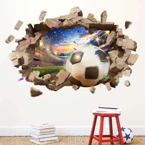 CHDITB 3D Wandtattoo Fußball Wandsticker Kinderzimmer Deko Junge Mädchen
